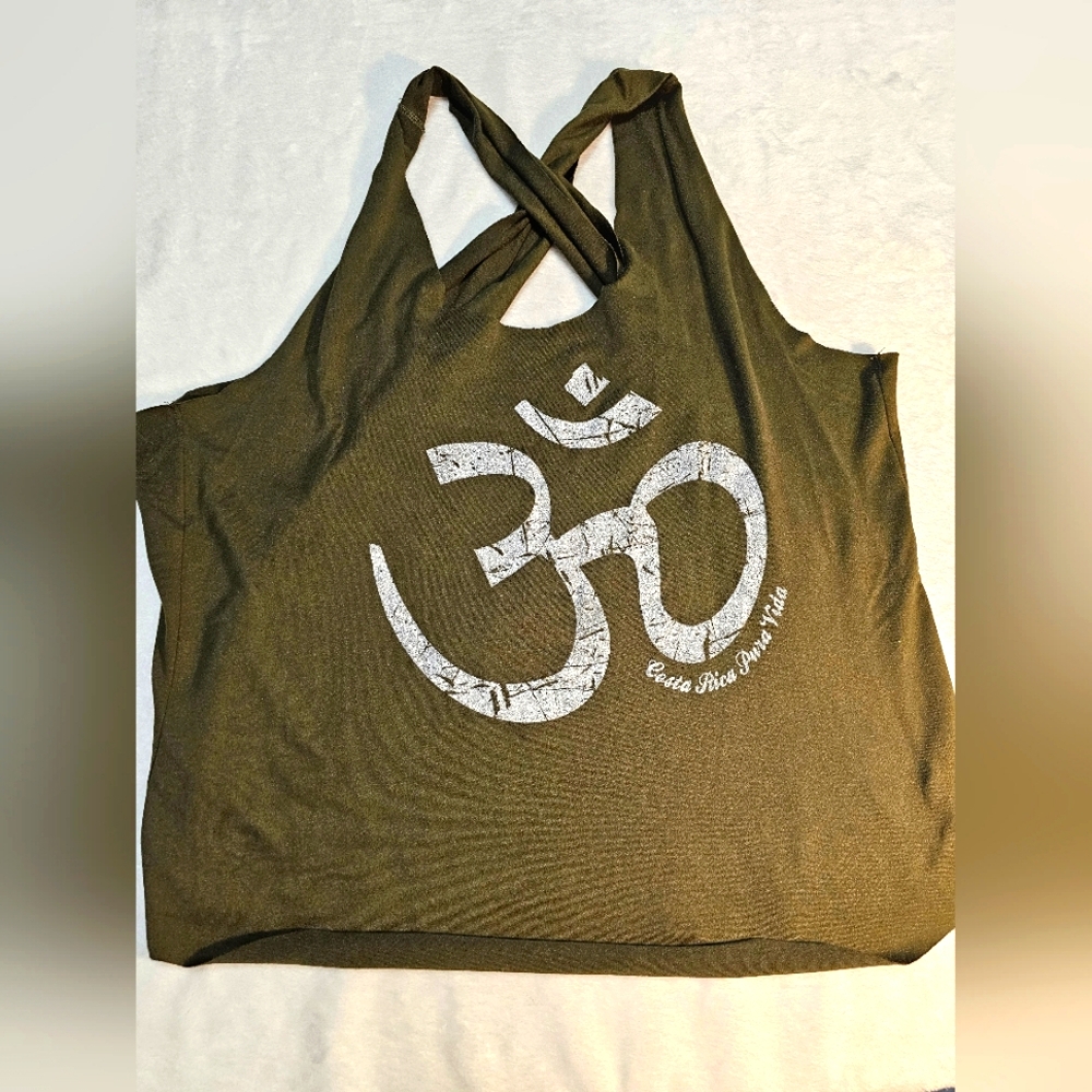 Army Green Costa Rica backless tank top, M/L